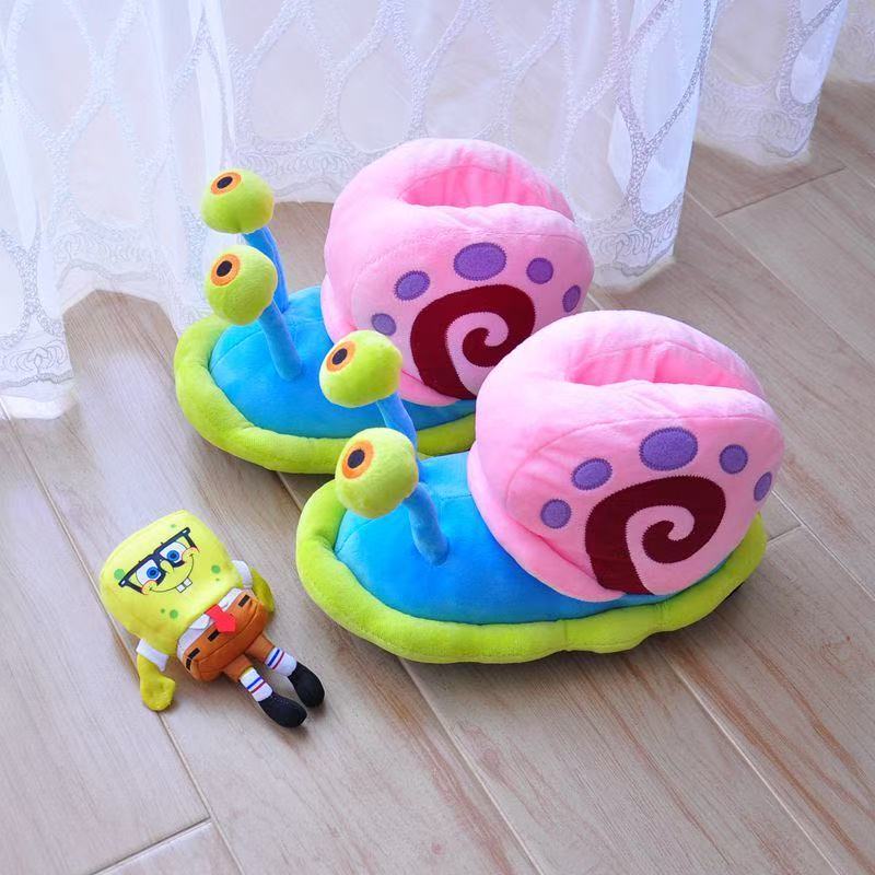 Cute Spongebob Squarepants Little Snail Cotton Shoes Snail Heel Shoes Home Slippers Little Snail Maternity Long Boots [in Stock]