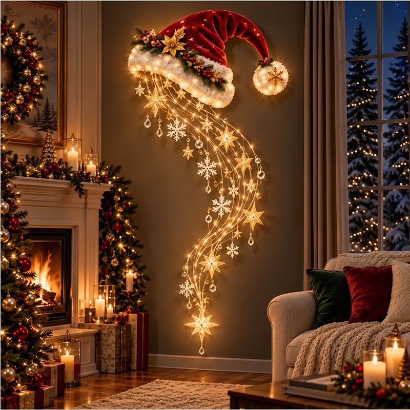 Christmas Hat Santa Claus Atmosphere Living Room Decorative Light Cross-Border Hot Item Light-Emitting Birth Christmas Hat Santa Claus Atmosphere Living Room Decorative Light Cross-Border Hot Item Light-Emitting Birth
