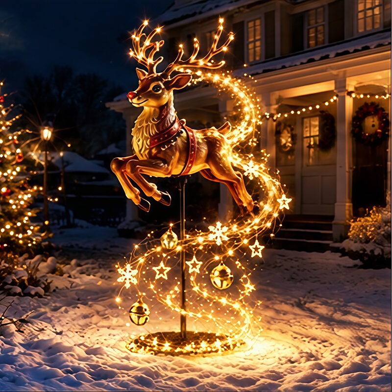 Christmas Reindeer Lights, Ground-Mounted, Garden Decoration, Street Lights, Solar-Powered, Holiday Decorative Lights, Cross-Border Hot-Selling Items Christmas Reindeer Lights, Ground-Mounted, Garden Decoration, Street Lights, Solar-Powered, Holiday Decorative Lights, Cross-Border Hot-Selling Items
