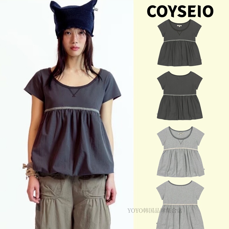 【Authentic 70% off 】Korean Coyseio Doll Shirt Short-Sleeved Lace Patchwork Vest Spring and Summer 2026 New Style