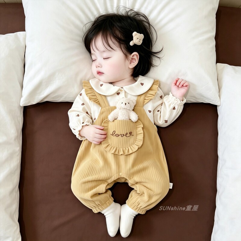 Infant and Toddler One-Piece Clothing, Autumn Style, Baby Girl's Faux Two-Piece, Super Cute and Adorable Double-Layer Spring and Autumn Romper, Outerwear Crawling Suit Infant and Toddler One-Piece Clothing, Autumn Style, Baby Girl's Faux Two-Piece, Super Cute and Adorable Double-Layer Spring and Autumn Romper, Outerwear Crawling Suit