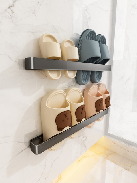 Bathroom Slipper Rack, Toilet Slipper Storage Rack, Wall-Mounted Slipper Draining Rack, Shoe Storage Organizer