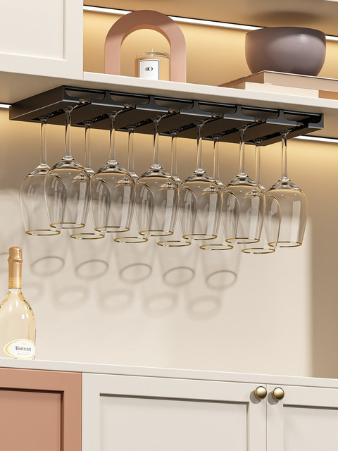 Red wine glass rack upside down goblet storage rack stainless steel home wine cabinet bar high-end cup hanging