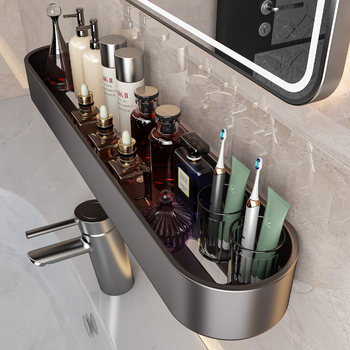 Bathroom Storage Rack Without Punching Holes in the Bathroom Sink Bathroom Toilet Mirror Toiletries Storage Rack