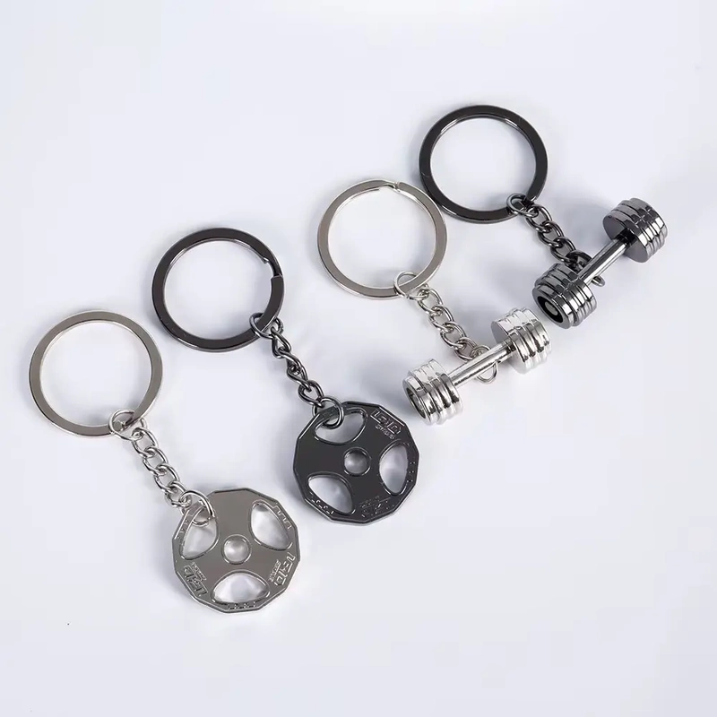 Sports Strength Dumbbell Barbell Kettlebell Keychain Fitness Equipment Car Keychain Sports Peripheral Pendant