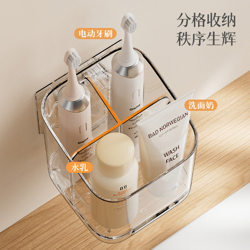 Toothbrush Holder Wall-Mounted No-Drill Bathroom Comb Toothpaste Toothbrush Storage Rack Electric Toothbrush Holder