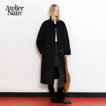 Atelier Nain2025年冬季新款羊毛长款毛呢大衣女高级感极简风外套