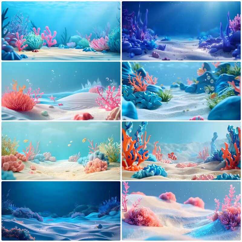Fish Tank Background Sticker 3D Stereo High-Definition Image 5D Aquarium Underwater Coral Landscape Decorative Painting Adhesive Wallpaper Sticker