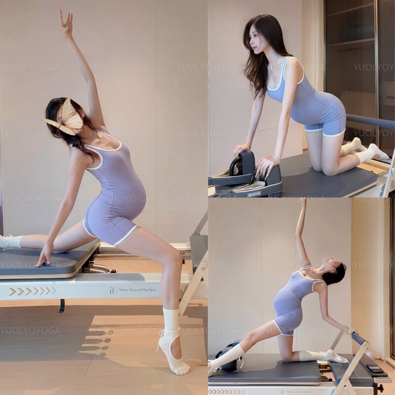 Maternity Yoga Jumpsuit, Stunning and Stylish, Contrasting Colors, Flattering, High Elasticity, Slim Fit, Sleeveless, Fashionable Professional Sportswear