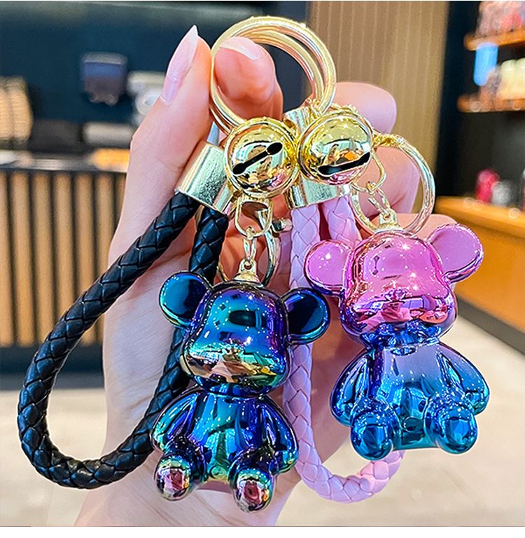 Creative Resin Electroplated Two-Tone Sitting Bear Keychain Cute Car Pendant Claw Machine Exquisite Gift Key Chain Creative Resin Electroplated Two-Tone Sitting Bear Keychain Cute Car Pendant Claw Machine Exquisite Gift Key Chain