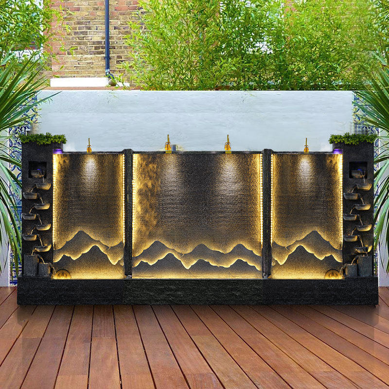 Large Water Curtain Wall Flowing Water Wall Screen Entrance Partition Company Hotel Fish Pond Fountain Courtyard Outdoor Rockery Ornaments