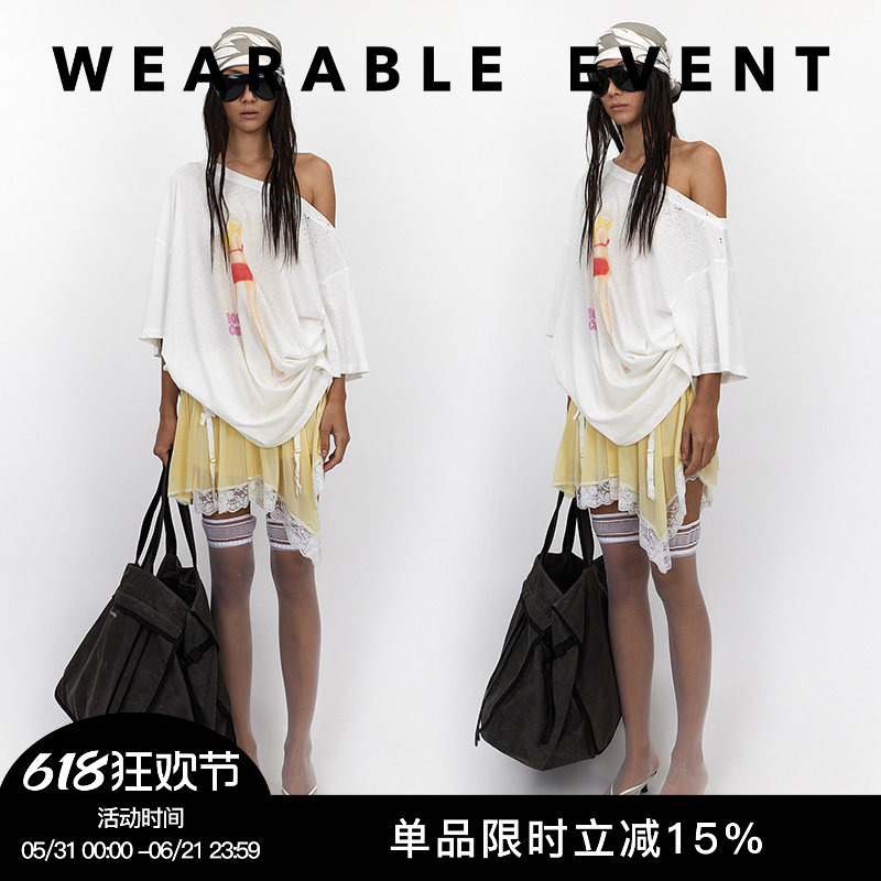 Wearable Event Slanted Shoulder Casual Loose Fit 100% Cute T-Shirt 100% Cute T-Shirt Wearable Event Slanted Shoulder Casual Loose Fit 100% Cute T-Shirt 100% Cute T-Shirt