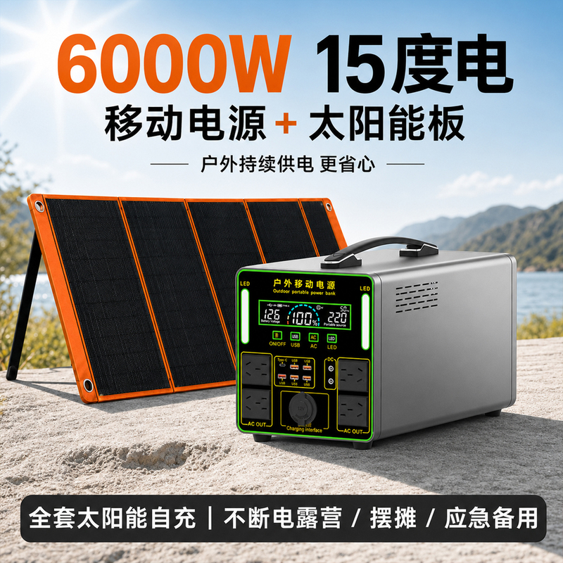 Youtuo Portable Power Bank for Road Trips, 220V Outdoor Large-Capacity Portable High-Power Power Supply, Solar Charging Panel Set, Rv Camping, Home Power Outage Emergency Energy Storage Mobile Power Station