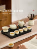 Wenbai Ru Kiln Tea Set for Home Use, Including Teapot, Teacups, Complete Kung Fu Tea Set, Tea Table, Suitable for Office and Entertaining Guests
