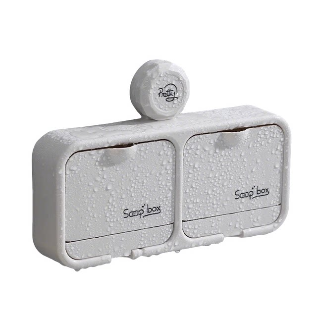 Suction cup flip drain soap box household high-value wall-mounted soap storage rack bathroom hole-free storage box
