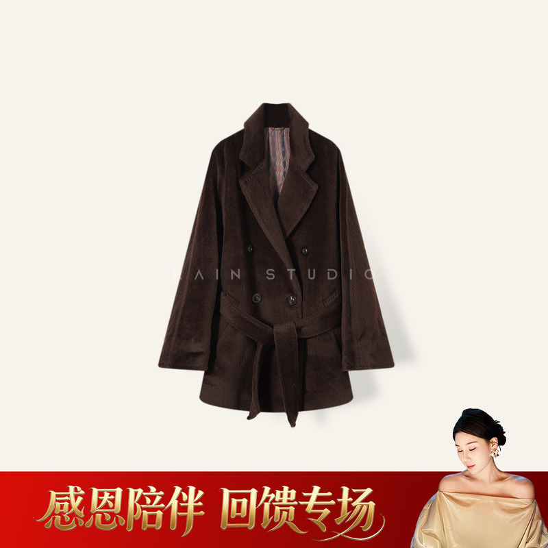 【Rain Studio】【Finale Coat】100% Yellow Baby Camel Wool Black Label Woolen Coat