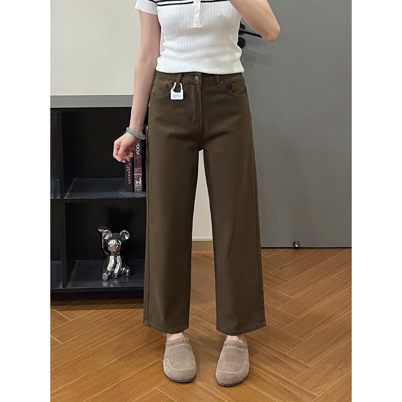 Melard Coffee-Colored Straight-Leg Jeans for Women, New Autumn Style, Pear-Shaped Body, Petite, Slimming, Cropped Cigarette Pants Melard Coffee-Colored Straight-Leg Jeans for Women, New Autumn Style, Pear-Shaped Body, Petite, Slimming, Cropped Cigarette Pants