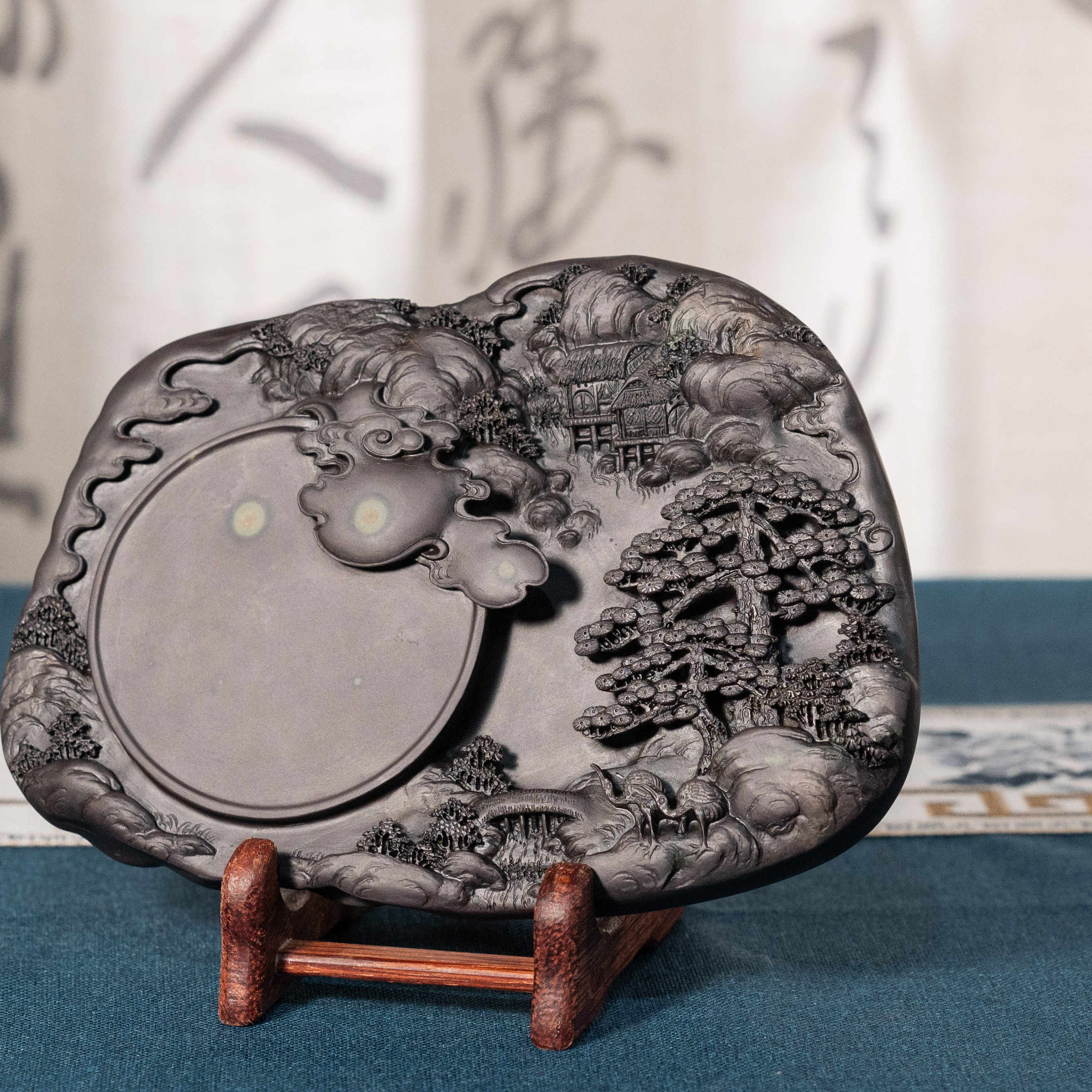 書道具 唐木 黒檀 足付 硯箱 書道具 唐木 黒檀 足付 硯箱