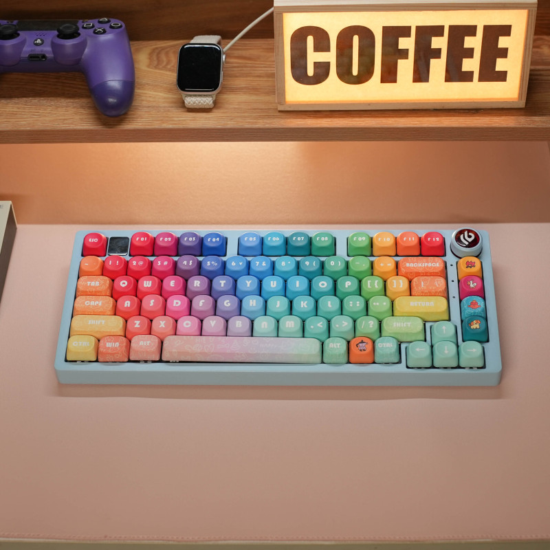 New Original High-Quality Lucky Keycaps Pbt Dye-Sublimation Minimalist Style Rainbow New Product 61/68/75/87/980