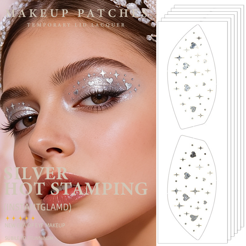 Pre-Made Eye Makeup Silver Tattoo Stickers Waterproof Glitter Spots Makeup Sequins Temporary Makeup Face Stickers Eye Shadow Stickers