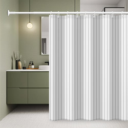Elegant Stripesd Shower Curtain Thickeneded Punch-Free Bathroom Partition Curtain Curtain Door Curtain Bathroom Shower Waterproof Cloth High-End