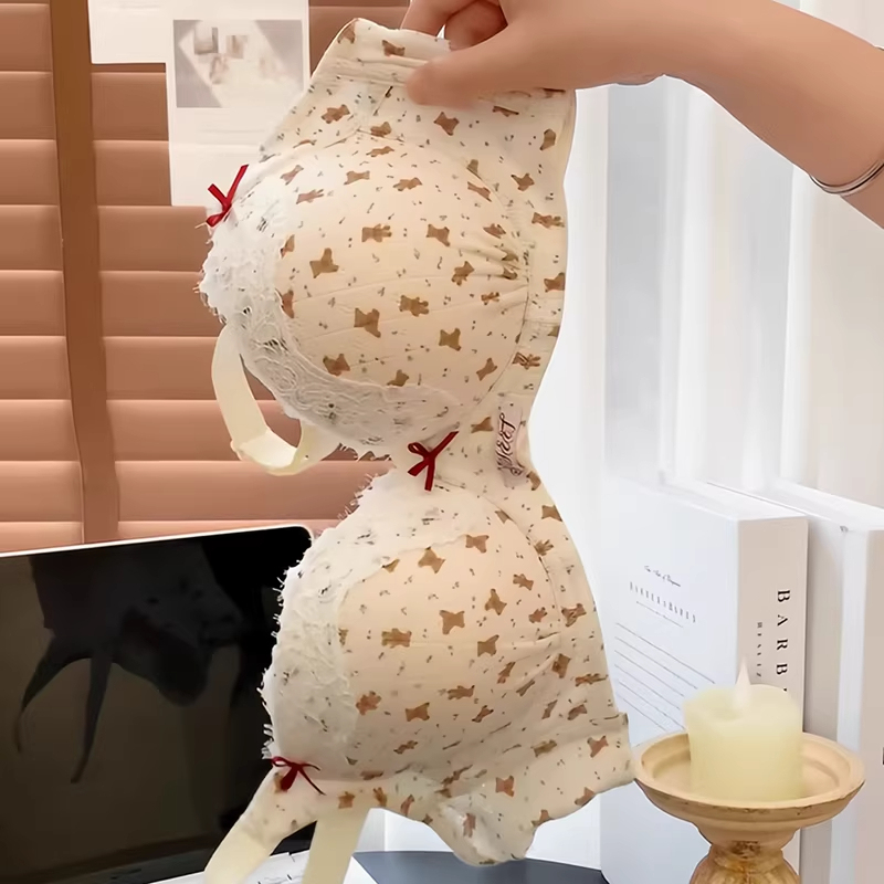 Japanese-Style Sweet Plus-Size Lingerie for Chubby Girls, Suitable for Small and Large Busts, with Soft Underwire to Gather Side Breasts, Cute Bra Set for Young Girls Japanese-Style Sweet Plus-Size Lingerie for Chubby Girls, Suitable for Small and Large Busts, with Soft Underwire to Gather Side Breasts, Cute Bra Set for Young Girls
