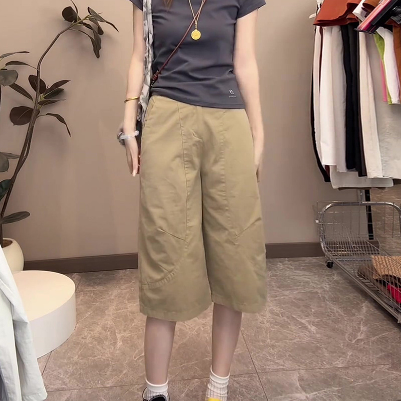 Korean-Style Khaki Wide-Leg Pants for Women, Summer Thin Style, 2026 New Model, Plus Size, Loose Fit, Slimming, Casual Cropped Pants Korean-Style Khaki Wide-Leg Pants for Women, Summer Thin Style, 2026 New Model, Plus Size, Loose Fit, Slimming, Casual Cropped Pants