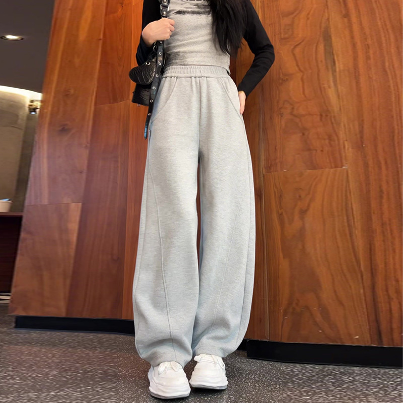 Light Gray Casual Sweatpants for Women, Autumn 2026 New Style, Plus Size, High-Waisted, Drapey Wide-Leg Pants Light Gray Casual Sweatpants for Women, Autumn 2026 New Style, Plus Size, High-Waisted, Drapey Wide-Leg Pants