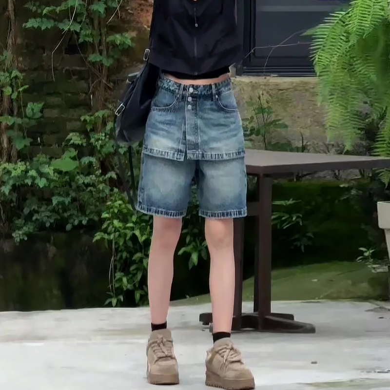 American Retro Distressed Denim Shorts for Women, Summer Thin Style, 2026 New Model, Plus Size, Stylish and Versatile Shorts