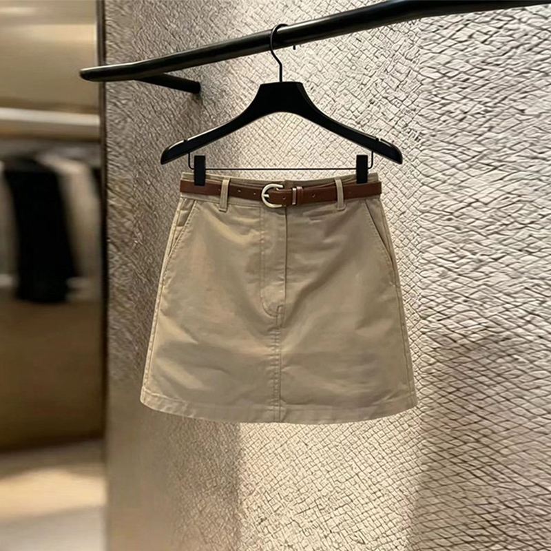 Korean Style Khaki Skirt for Women, Summer Thin Style 2026 New Model, Plus Size, High Waist, Slimming A-Line Short Skirt Korean Style Khaki Skirt for Women, Summer Thin Style 2026 New Model, Plus Size, High Waist, Slimming A-Line Short Skirt