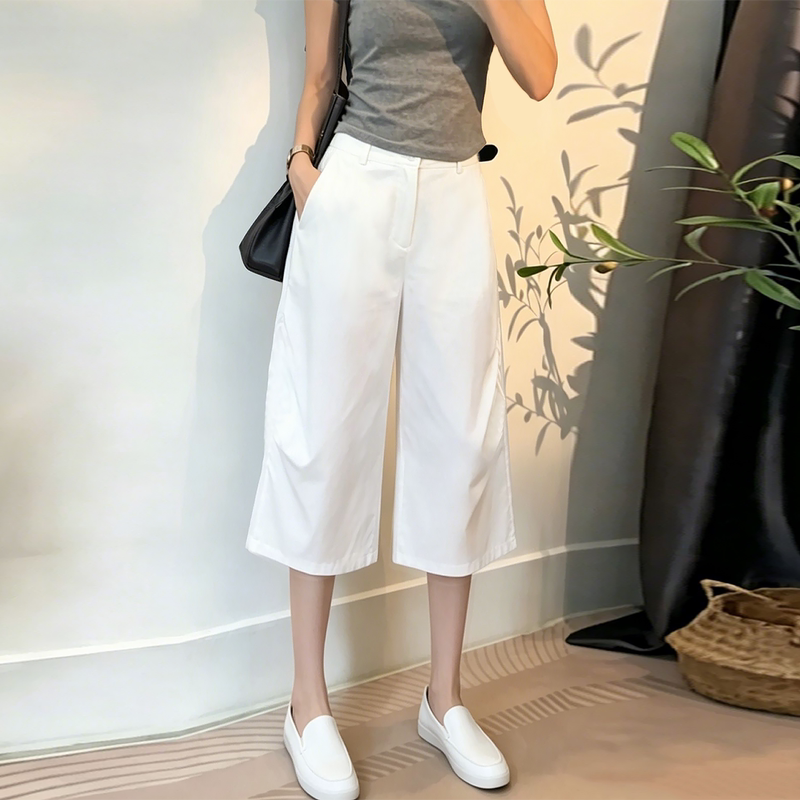 Very Nice-Looking White Capri Pants for Women, Summer Thin Style, 2026 New Model, Plus Size, High-Waisted, Loose, Ice Silk Wide-Leg Pants Very Nice-Looking White Capri Pants for Women, Summer Thin Style, 2026 New Model, Plus Size, High-Waisted, Loose, Ice Silk Wide-Leg Pants