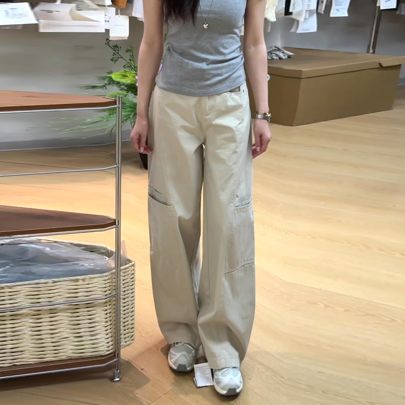 Cool and Stylish American-Style Khaki Work Pants for Women, Summer Thin Model, 2026 New Large Size Loose Fit Wide-Leg Pants