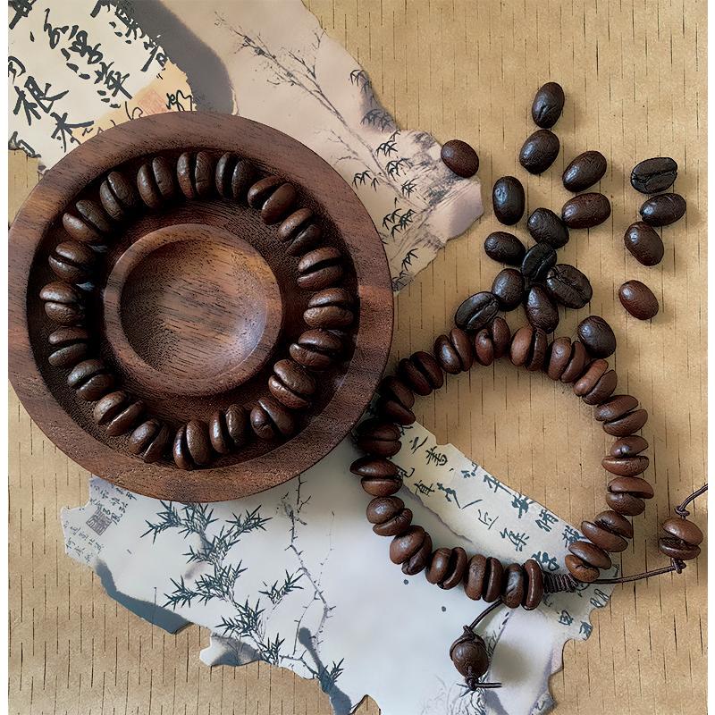 Original Handmade Natural Coffee Bean Bracelet, New Chinese Style Personalized Bracelet, Fashionable Couple Niche Design Bracelet