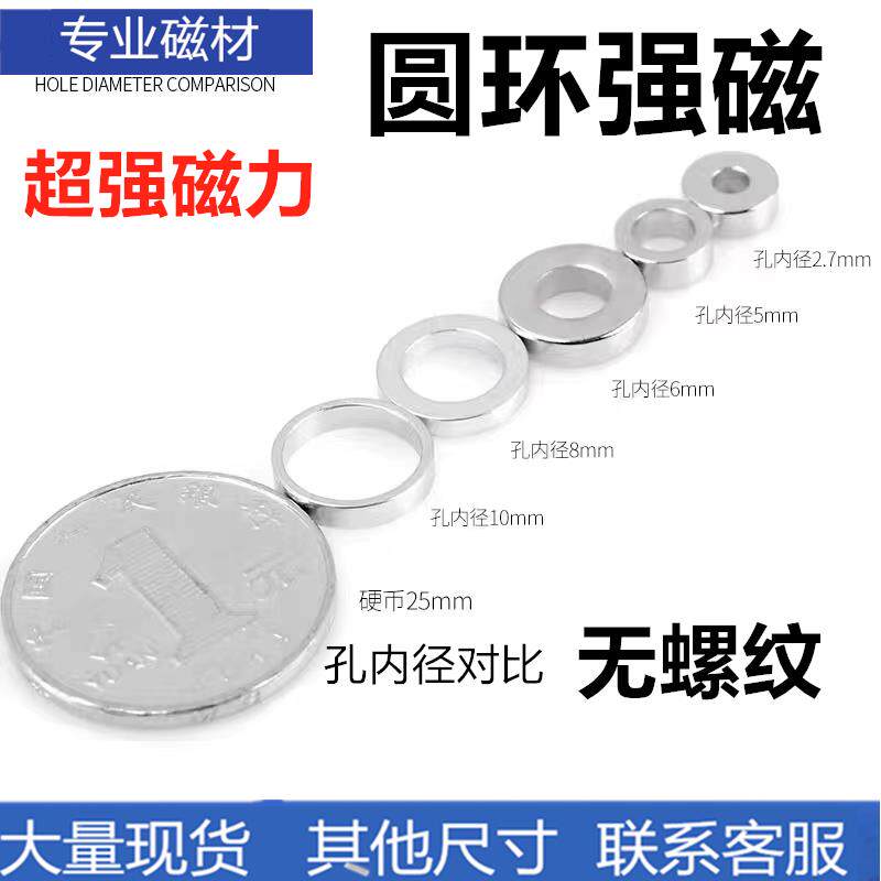 Circular Strong Magnet N52 Hollow Circular Magnetic Ring with Hole, High-Strength Magnetic Sheet