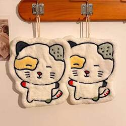 Cute hand towel does not fall off hanging water absorption quick-drying bathroom towel kids cartoon thickened handkerchief kitchen cloth s