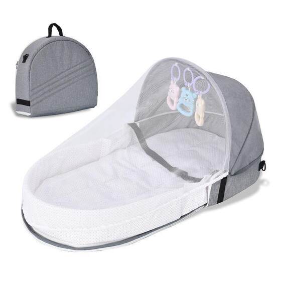 Baby Crib, Quick-Fold Anti-Pressure Crib, Mid-Bed for Newborns, Baby Isolation, Biomimetic Travel Crib
