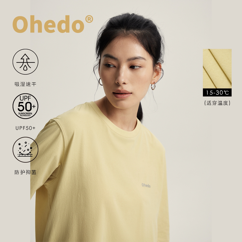 Softbreath Outdoor Moisture-Absorbing, Quick-Drying, Sun-Protective Long-Sleeved T-Shirt with Cotton Feel and Antibacterial Properties for Women｜Ohedo