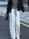 Light Gray Fleece-Lined Women's Sweatpants Winter 2025 New Style Plus Size High-Waisted Loose Casual Sports Wide-Leg Pants