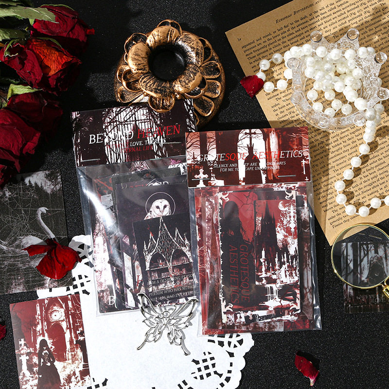 25 Sheets of Dark Gothic Style Sulfuric Acid Paper Stickers, Dark and Gloomy Style, Various Materials, Decorative Journal Stickers