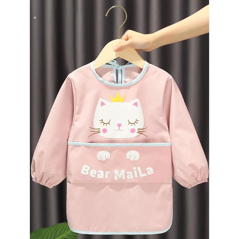 Baby eating smock, children's bib, apron, rice pocket, waterproof, anti-dirty painting, long-sleeved baby outer wear, autumn and winter rice coat