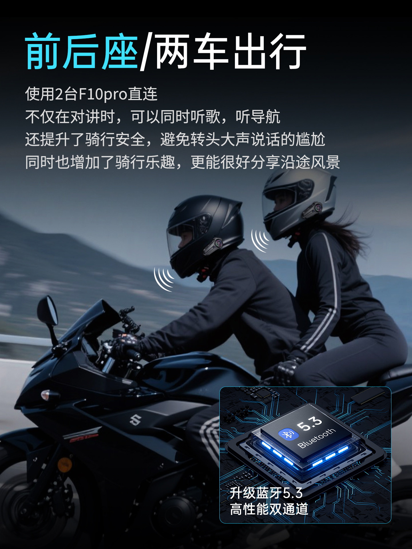 Yueqizhe Motorcycle Helmet Bluetooth Headset, Waterproof Full-Face and Half-Face Helmet for Delivery Riders, Built-In Mesh Intercom
