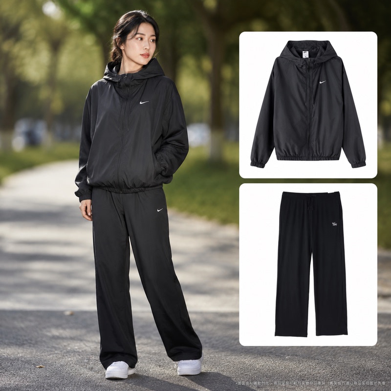 Nike Women's Autumn Two-Piece Set Hooded Jacket and Sweatpants Casual Sports Suit Nike Women's Autumn Two-Piece Set Hooded Jacket and Sweatpants Casual Sports Suit