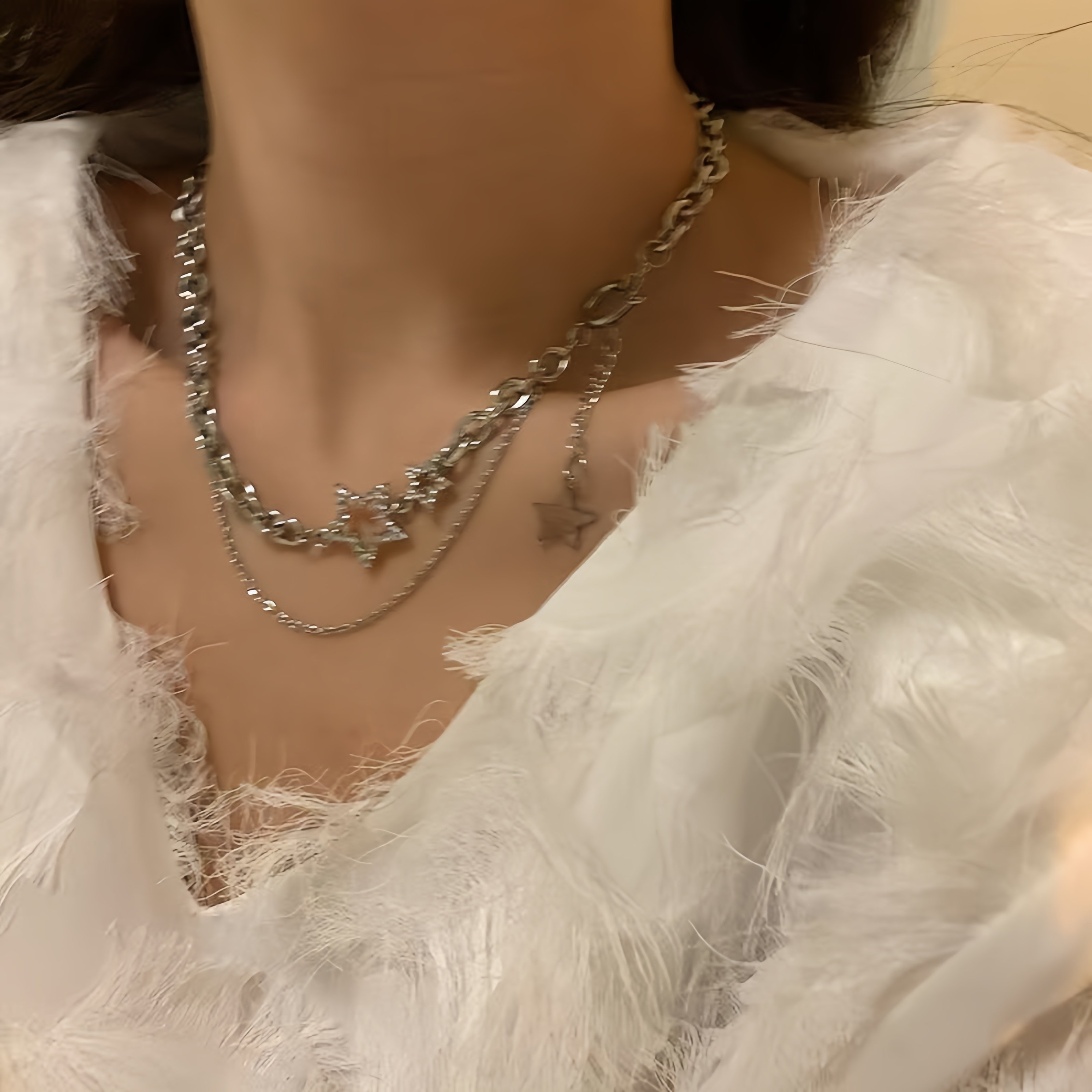 Jinhuan Brilliant Starlight Water Drop Necklace Light Luxury ins Niche High-End Clavicle Chain Trendy Gift for Best Friend or Girlfriend