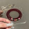 Three-Circle Good Luck Garnet Red Bracelet, Vintage Style Woven Friendship Bracelet, Light Luxury Niche Design Bracelet Gift