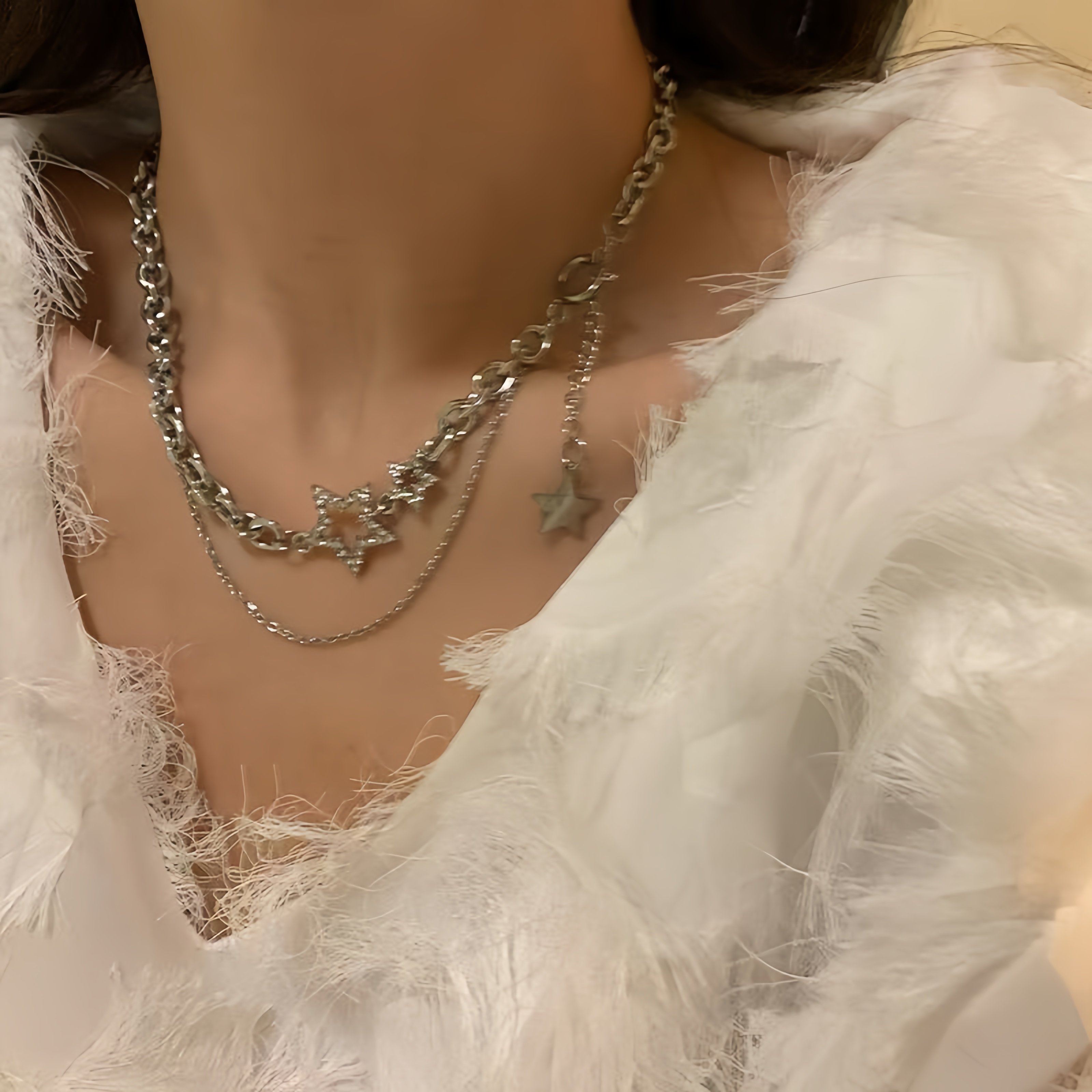 Jinhuan Brilliant Starlight Water Drop Necklace Light Luxury ins Niche High-End Clavicle Chain Trendy Gift for Best Friend or Girlfriend