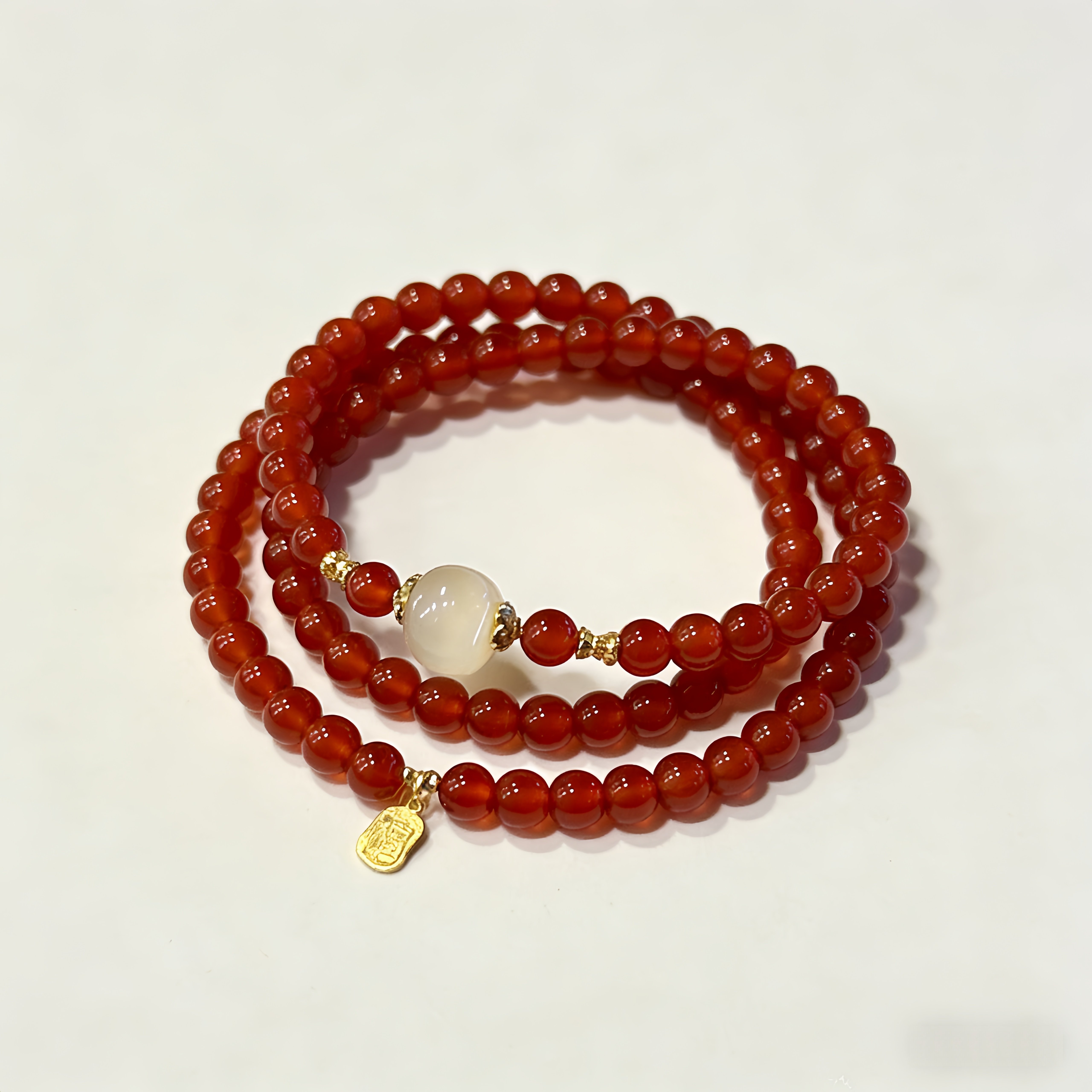 Three-Circle Bracelet with the Character for Happiness, Women's Ins-Style Niche Design, Beaded Bracelet for Girlfriends, Sweet and High-Value Couple Gift