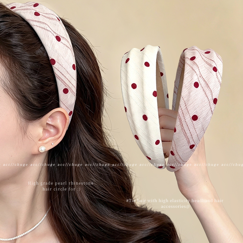 Polka Dot Wide-Brimmed Hairband for Women 2026 New Style Face-Washing Headband High Crown Daily Wear Hairpin Hair Accessory Polka Dot Wide-Brimmed Hairband for Women 2026 New Style Face-Washing Headband High Crown Daily Wear Hairpin Hair Accessory