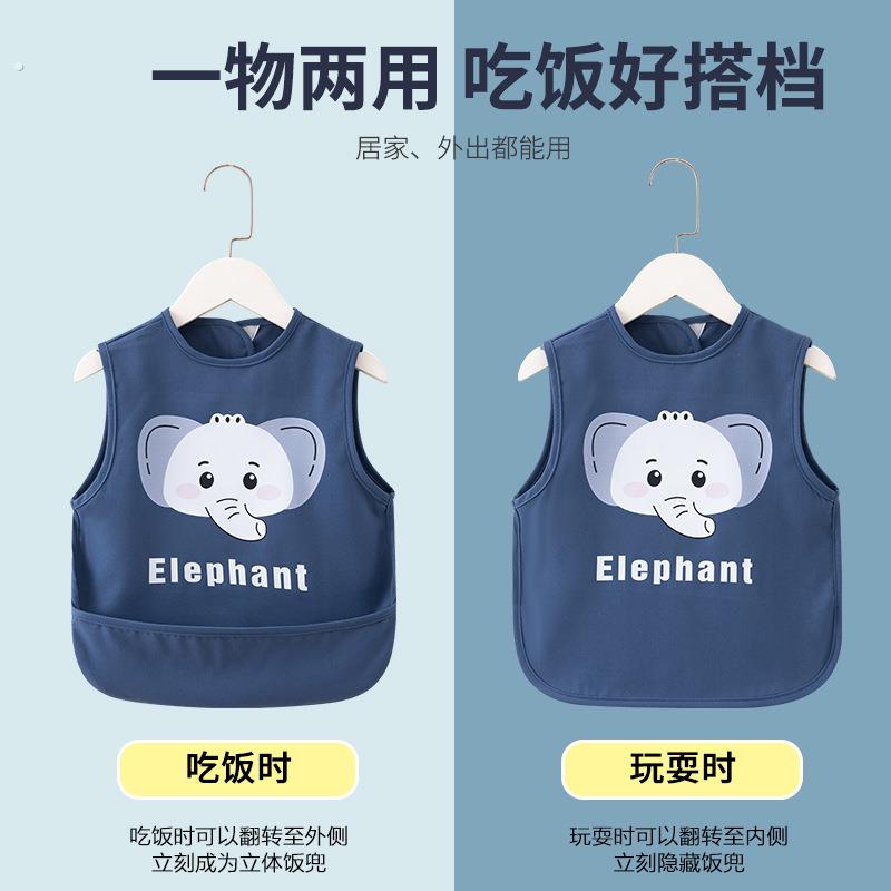 Solid color saliva napkin smock children's eating bib waterproof and anti-dirty summer thin men's and women's sleeveless baby apron