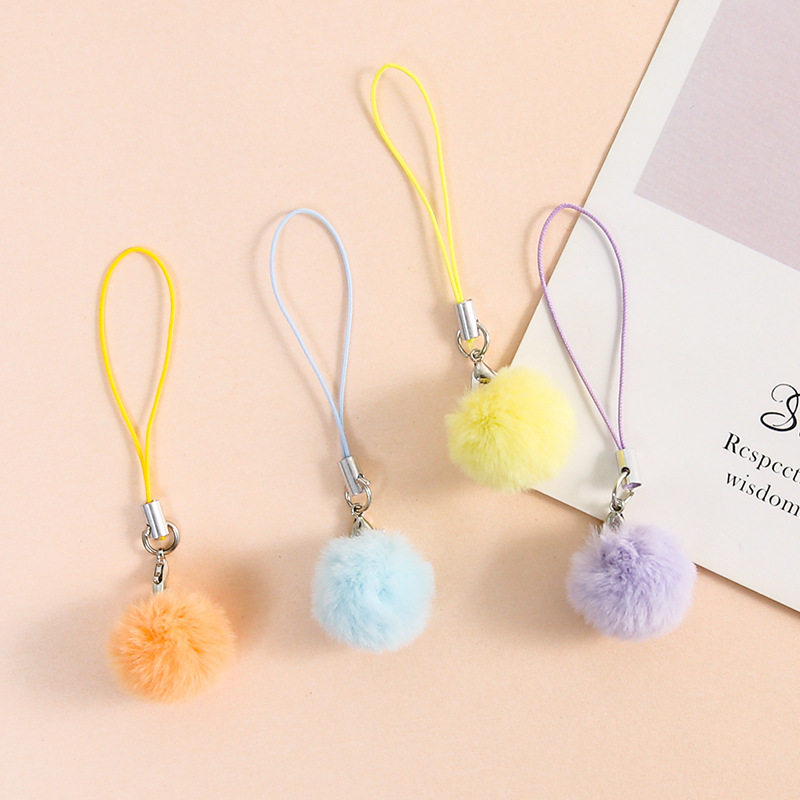 10 Colorful and Sweet Plush Pom-Pom Phone Straps for DIY Handmade Phone Cases, Bag Charms, and Ornaments