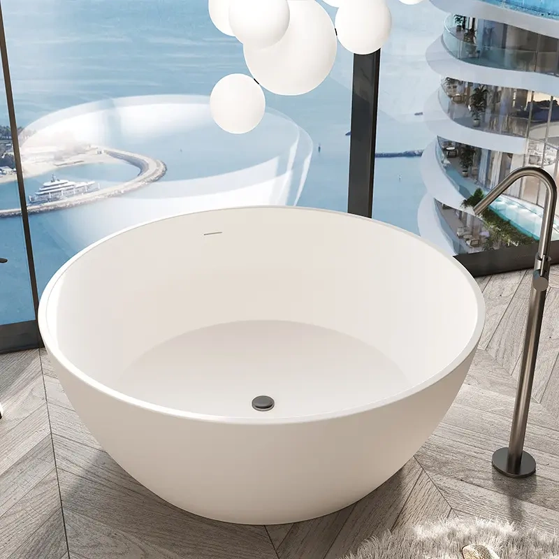 Hotel Double Bathtub, B&B Project, Round Bathtub, Freestanding Seamless Integrated Large Space Acrylic Bathtub